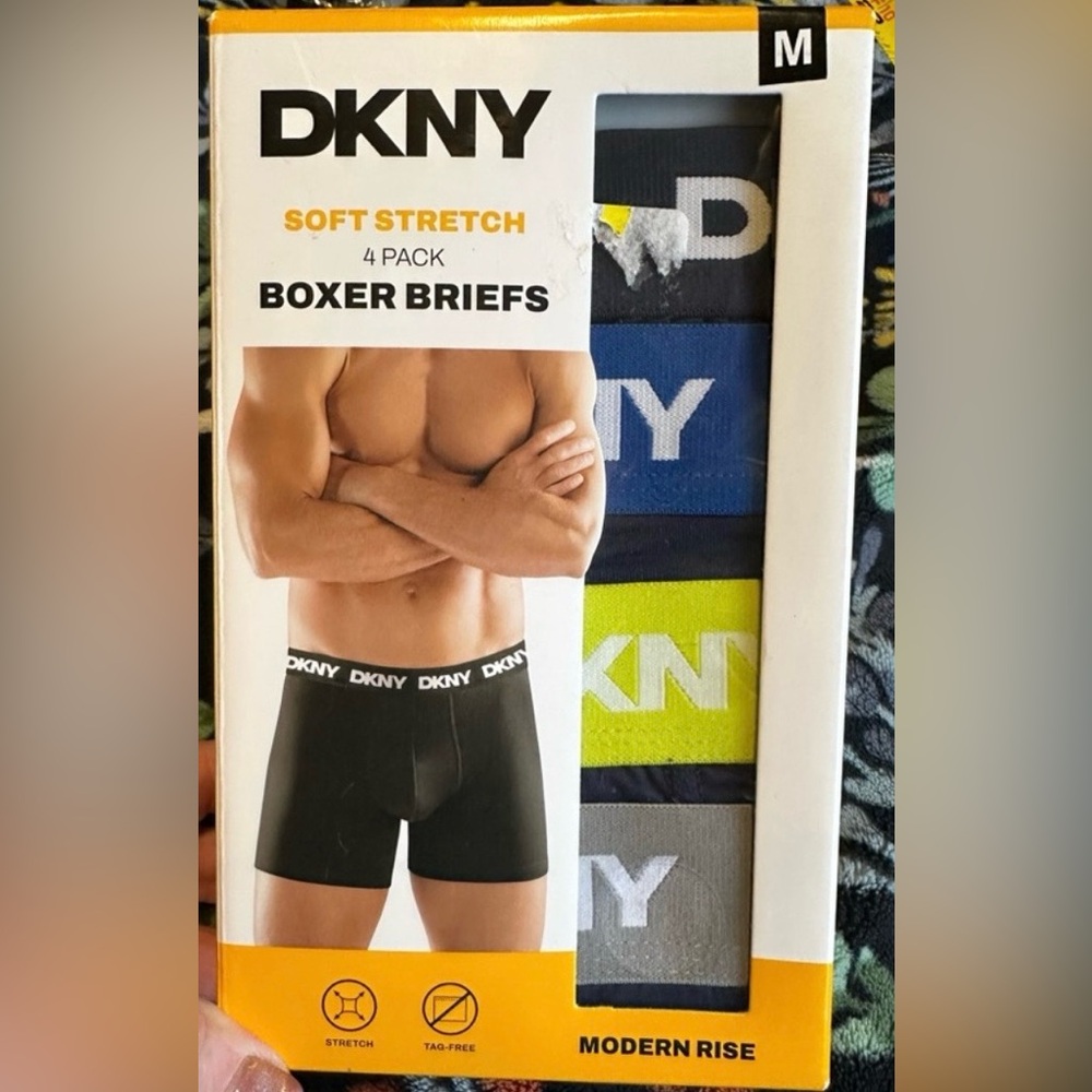 DKNY Men’s Boxer Briefs 4 Pack Medium Soft Stretch Modern Rise NIB